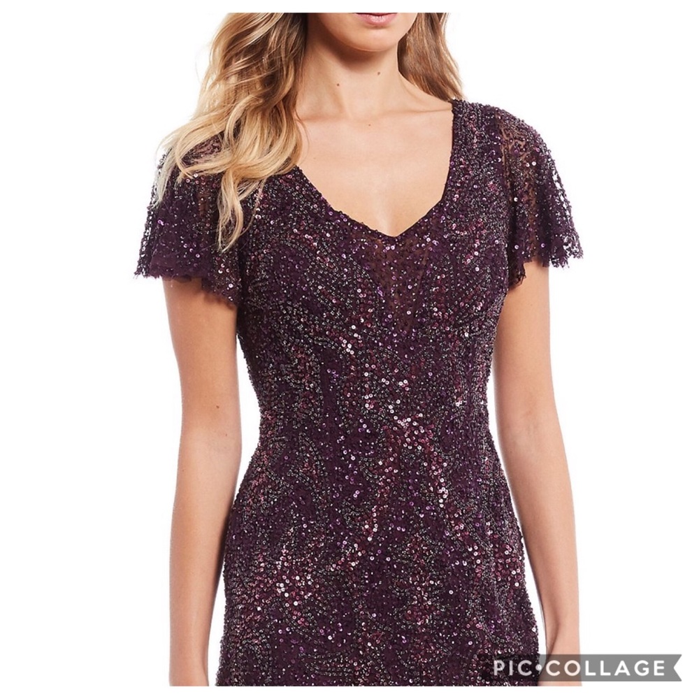 Adrianna-Papell beaded flutter sleeves Cocktail dress - Picture 3 of 10